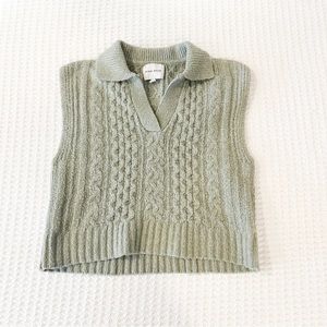 Women's Green Collared Sweater Vest Size S/M